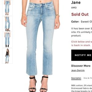 AMO Jane sweet cheeks jeans 27 kick flare crop
